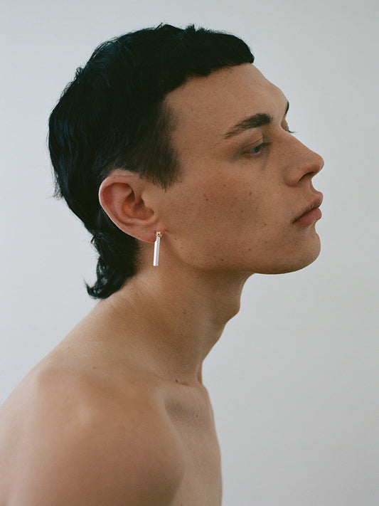 18k white gold circle screw piercing earring made in france