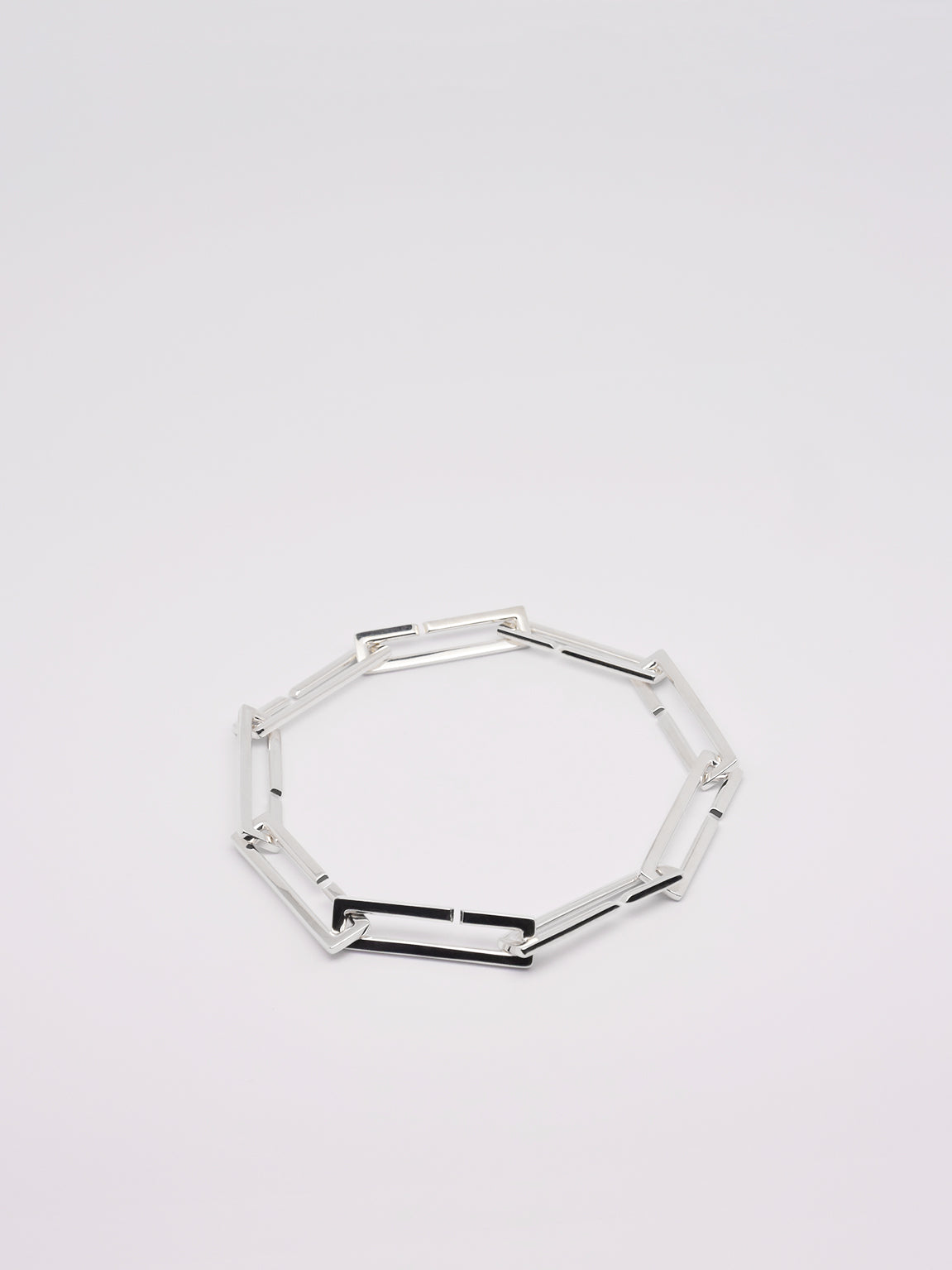 silver square chain bracelet made in france