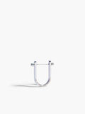 Silver U-shaped earring on a white background