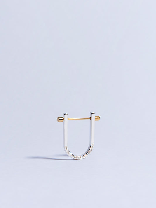 18k yellow gold circle screw piercing earring made in france