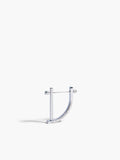 Silver hoop earring on a white background