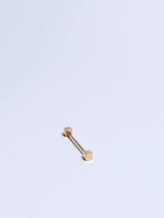18k yellow gold square screw piercing earring