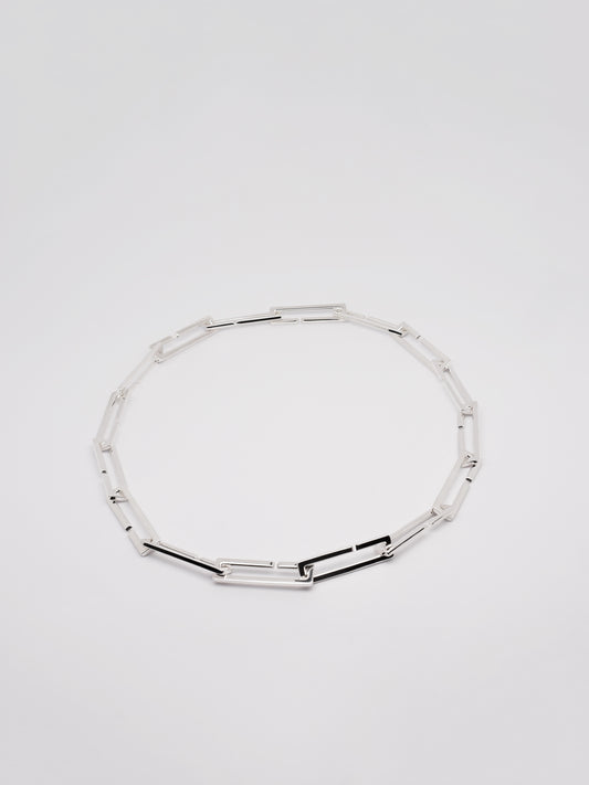 silver square chain bracelet made in france
