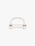 Silver ring with a round bar on a white background