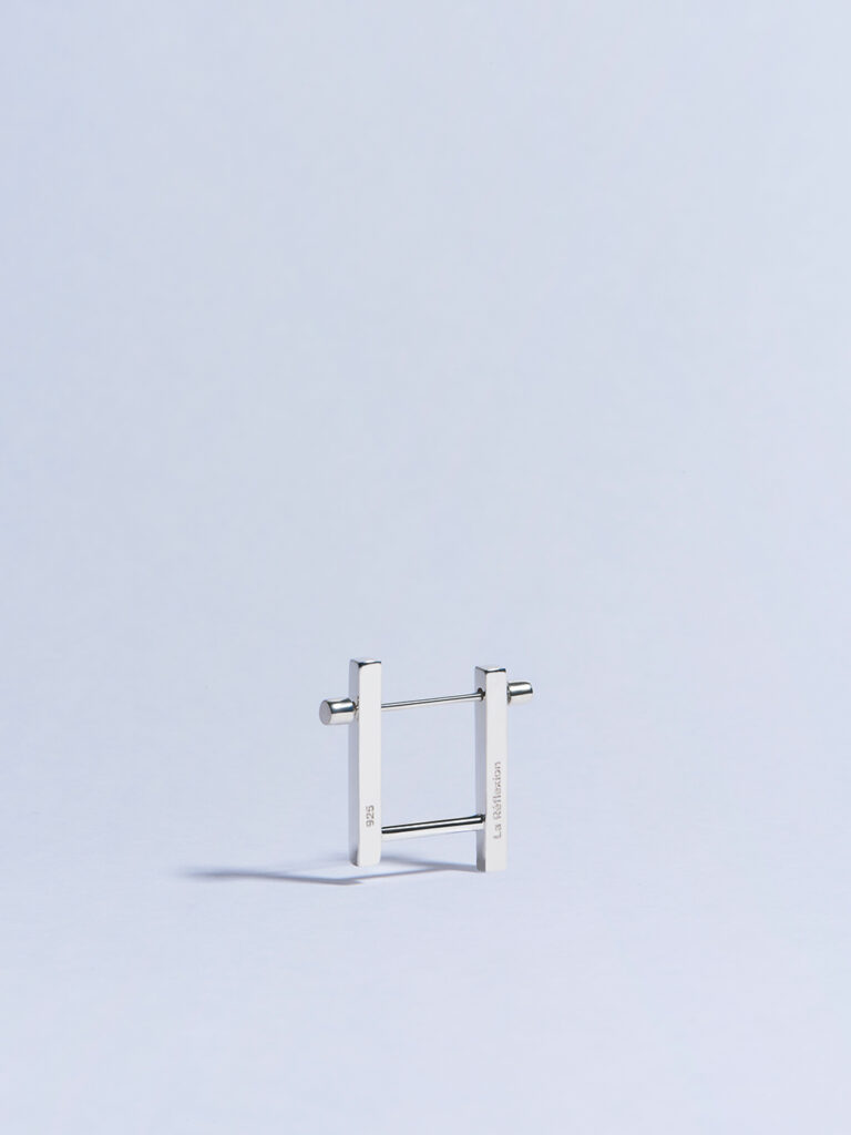 18k white gold circle screw piercing earring made in france