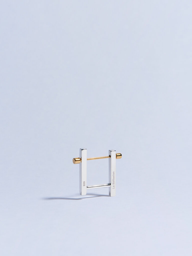 18k yellow gold circle screw piercing earring made in france