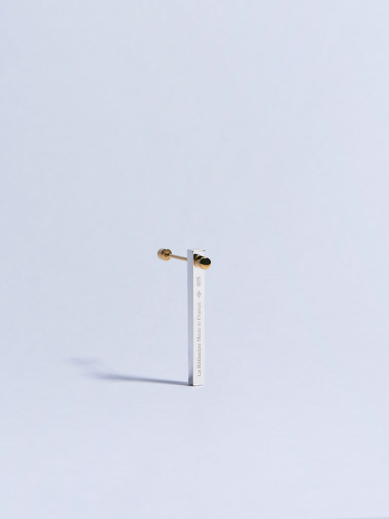 18k yellow gold circle screw piercing earring made in france