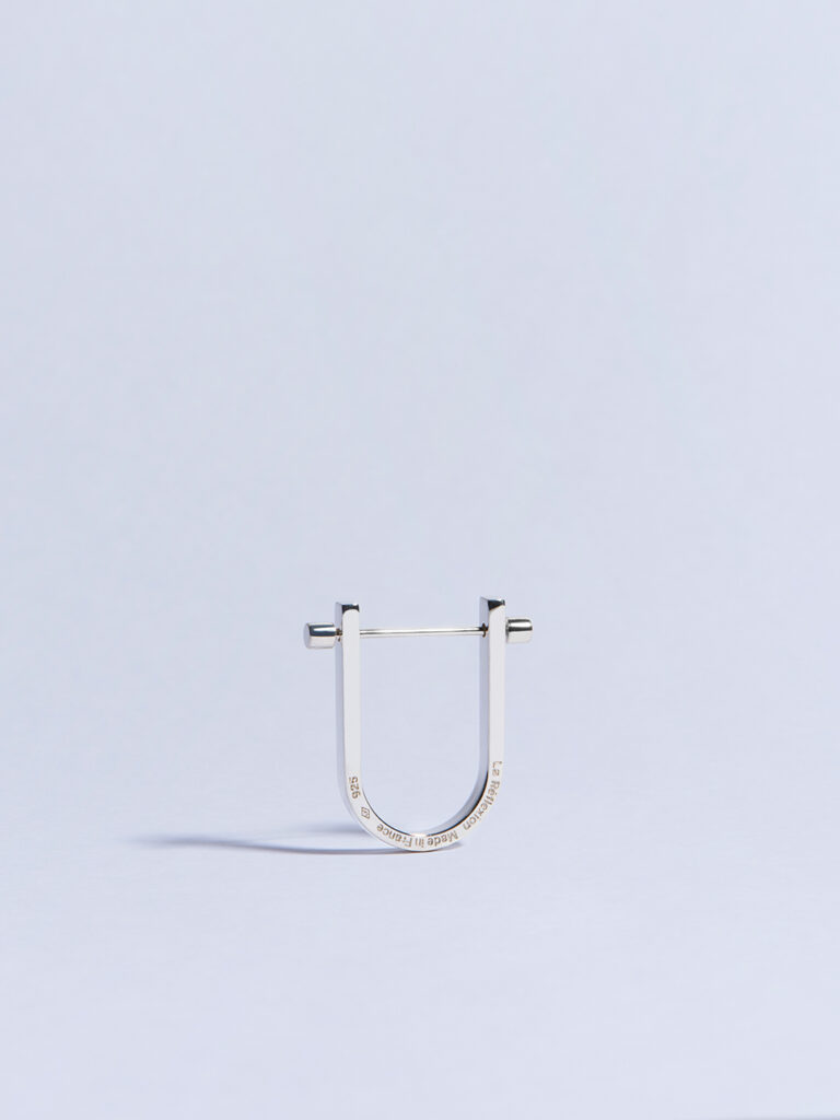 white gold circle screw piercing earring made in france