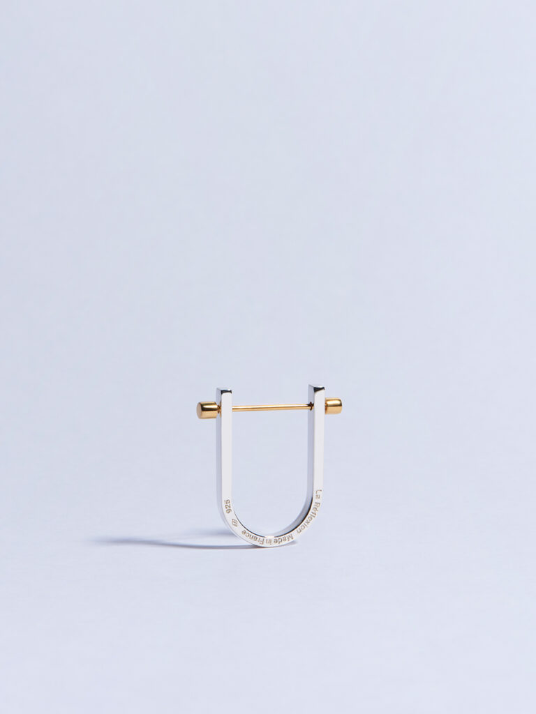 18k yellow gold circle screw piercing earring made in france