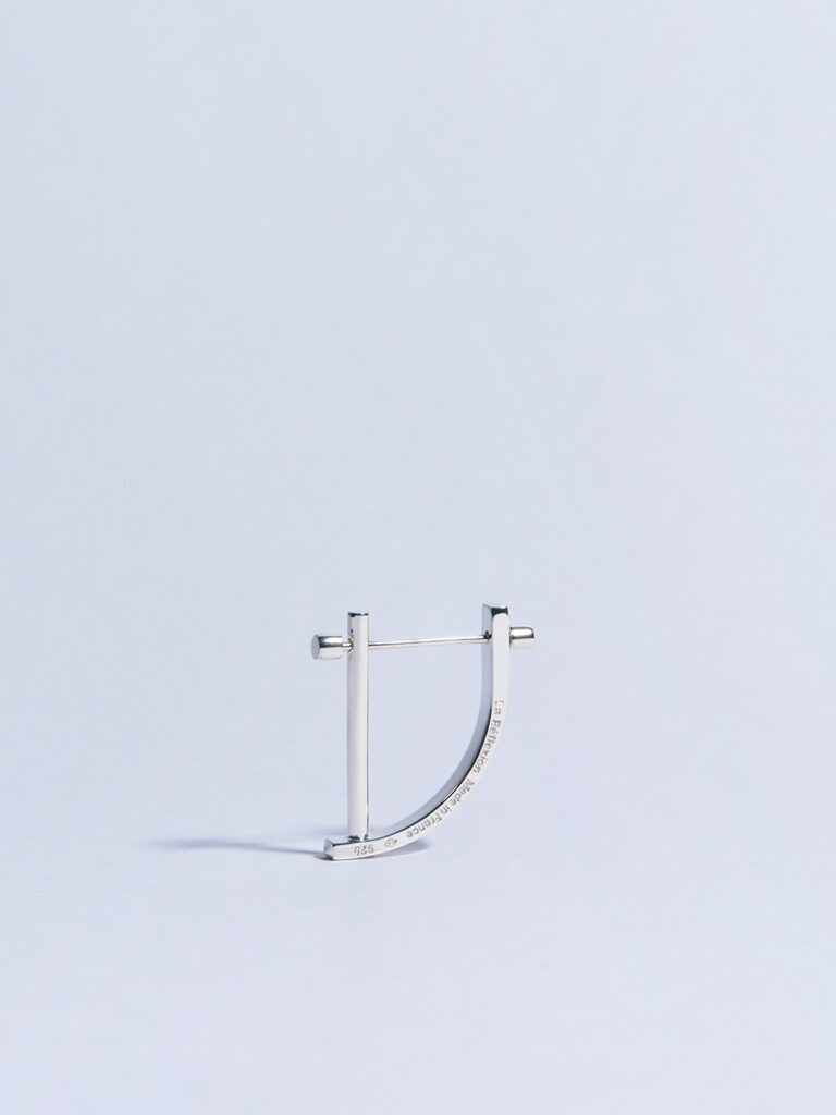 18k white gold circle screw piercing earring made in france
