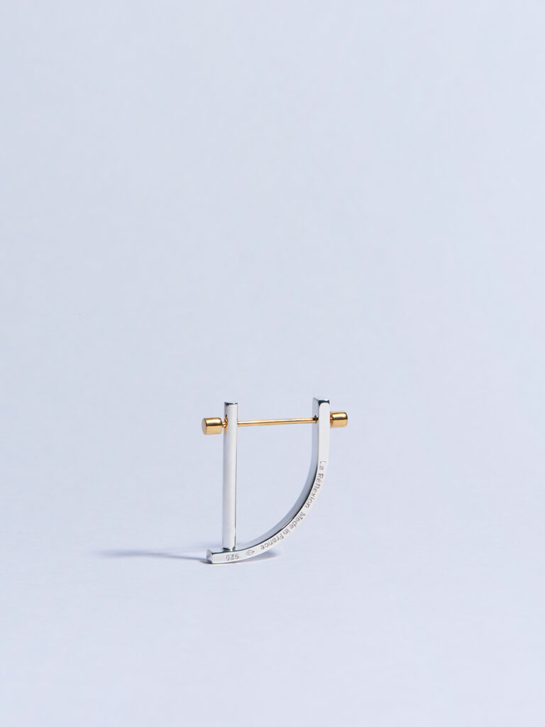 18k yellow gold circle screw piercing earring made in france